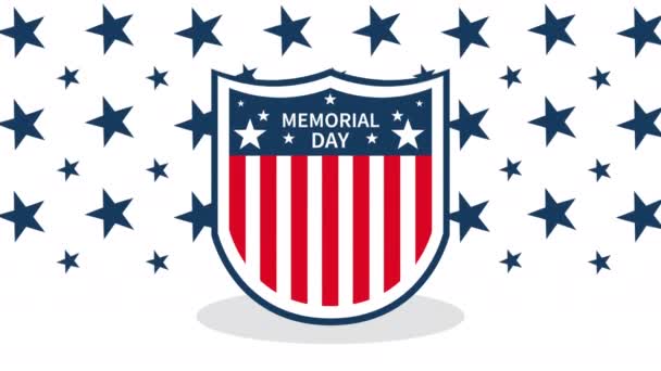 happy memorial  day lettering in shield - Footage, Video