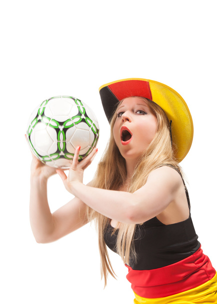 nő, labdarúgás és Németország lobogója - Fotó, kép