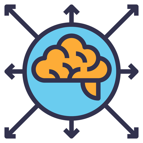 иконка обучения навыкам работы с мозгом в стиле набросков - Вектор,изображение