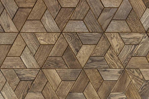 Handmade wooden panel with beautiful geometric pattern. Background. - Photo, Image