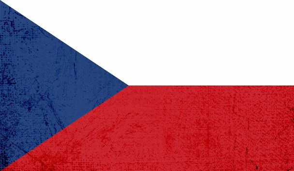 Czech Republic flag with waving grunge texture. Vector background. - Wektor, obraz