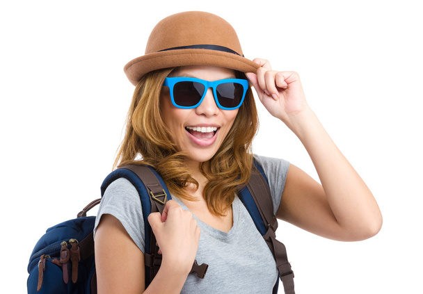 Backpacker з сонцезахисні окуляри
 - Фото, зображення