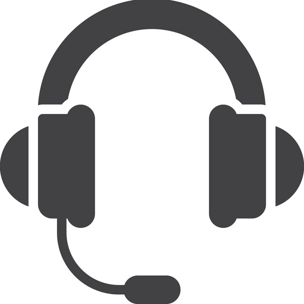 icono del auricular del centro de llamadas en estilo sólido - Vector, imagen