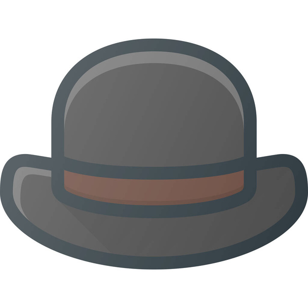 bowler gentleman hat icon in Filled outline style - Vector, Image