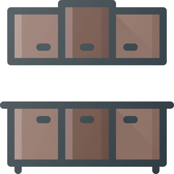 armários ícone de móveis contador em estilo esboço preenchido - Vetor, Imagem