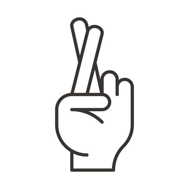 значок жеста креста пальца в стиле контура - Вектор,изображение