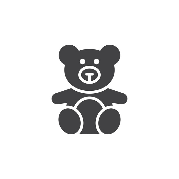 Bär ausgestopfte Teddybär-Ikone im soliden Stil - Vektor, Bild