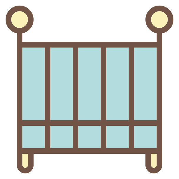 cunas icono de la cama de bebé en estilo de contorno lleno - Vector, Imagen