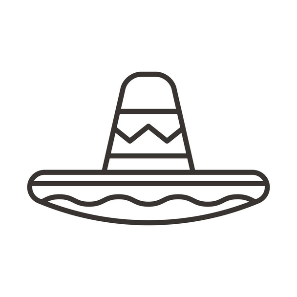 ícone mexicano chapéu de moda em estilo esboço - Vetor, Imagem