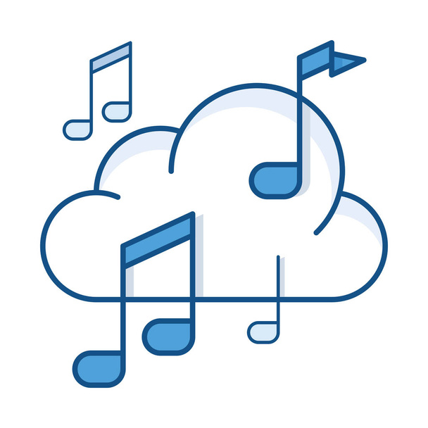audio cloud music icon in Filled outline style - Vector, imagen