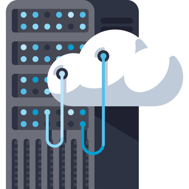 Cloud-Datennetzwerk-Symbol im Flachen Stil - Vektor, Bild