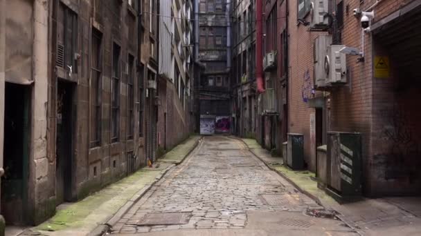 Un Grungy y peligroso callejón vacío en una gran ciudad - Metraje, vídeo
