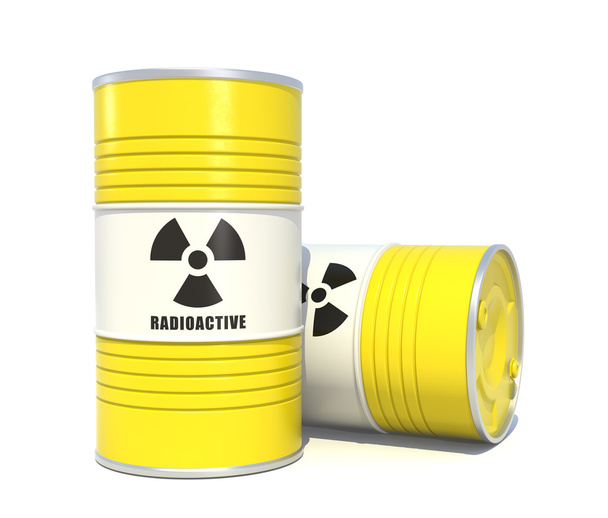Radioactive waste storage barrels on white - Photo, Image