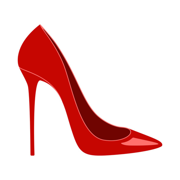 Elegant red high heel shoe or stiletto vector - Vector, Image