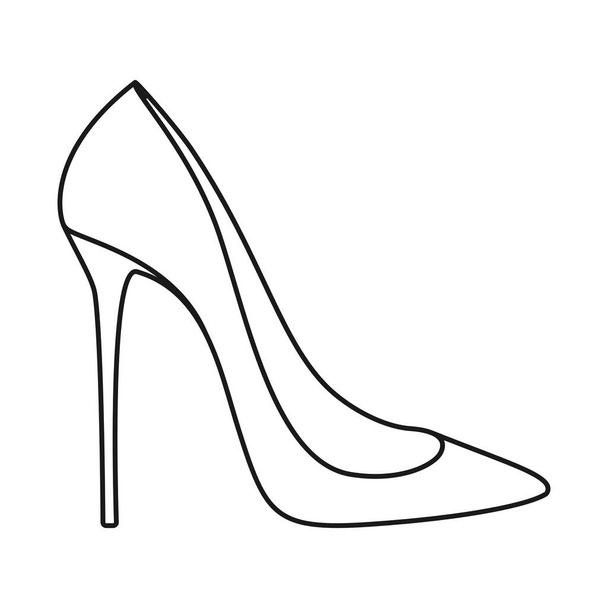 Elégant talon haut chaussure ou stiletto contour vecteur - Vecteur, image