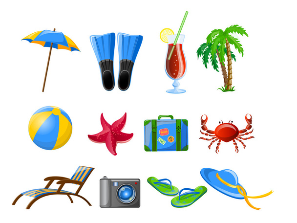 Vacation and travel icons - Вектор,изображение