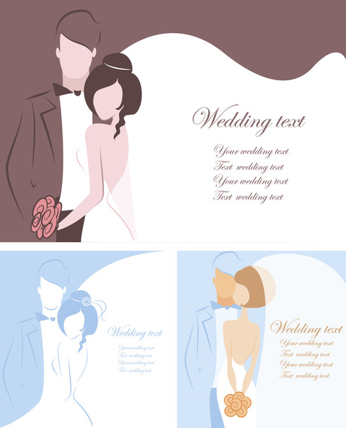 Silhouette of bride and groom - Vektor, Bild