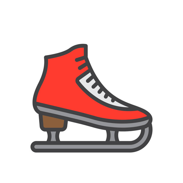 figura ícone de patinação no gelo em estilo esboço preenchido - Vetor, Imagem
