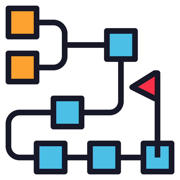 Flussdiagramm-Ikone für die Planung von Zielen im Stil ausgefüllter Umrisse - Vektor, Bild