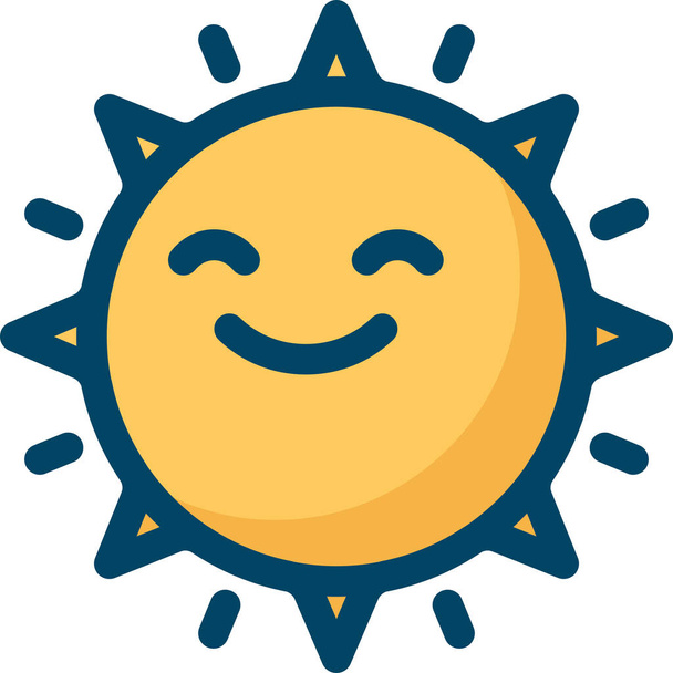 幸せな夏の太陽のアイコンでいっぱいアウトラインスタイル - ベクター画像