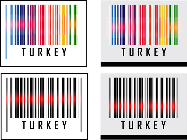 γραμμοκώδικα εικονίδιο και κόκκινο λέιζερ αισθητήρας ακτίνων πέρα από την Τουρκία - Διάνυσμα, εικόνα