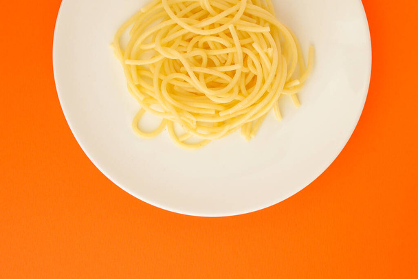 top view on pasta in plate  - Zdjęcie, obraz