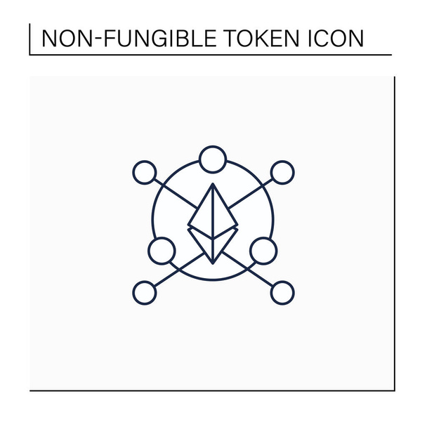 Icono de línea blockchain Ethereum - Vector, Imagen