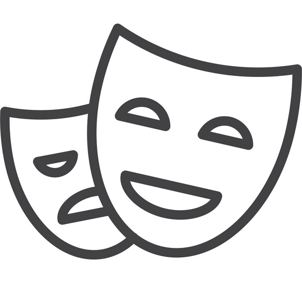 mozi szórakoztató maszkok ikon vázlatos stílusban - Vektor, kép