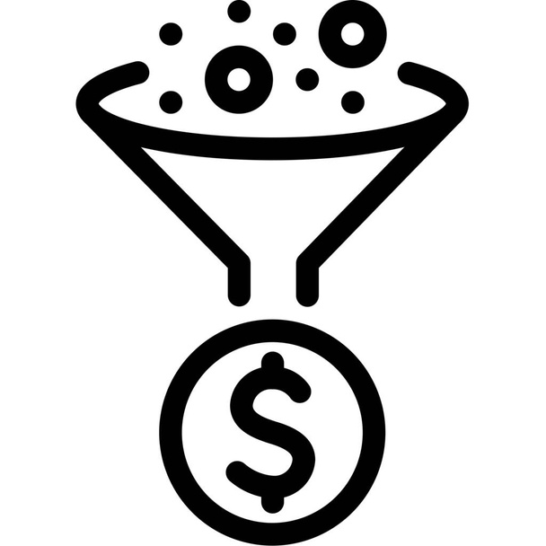 Trichter-Marketing-Einnahmen-Symbol im Outline-Stil - Vektor, Bild