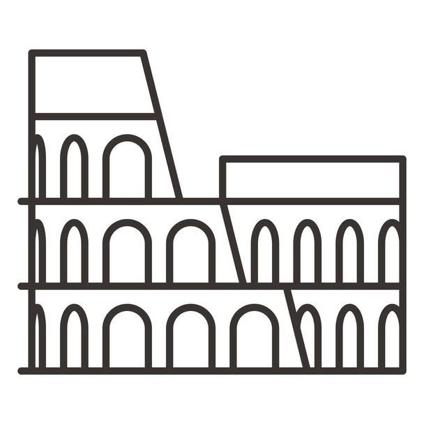 colosseum colosseum italië pictogram in contouren stijl - Vector, afbeelding