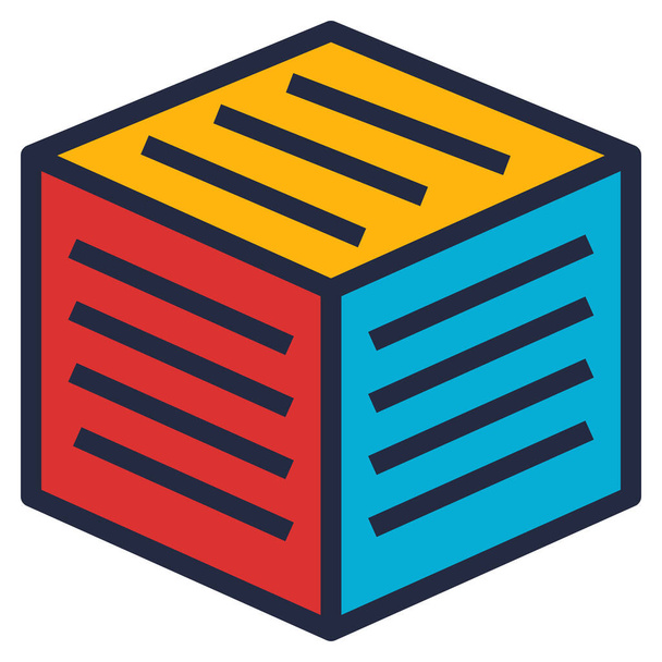 bloque de cubo icono de datos en estilo de contorno lleno - Vector, imagen