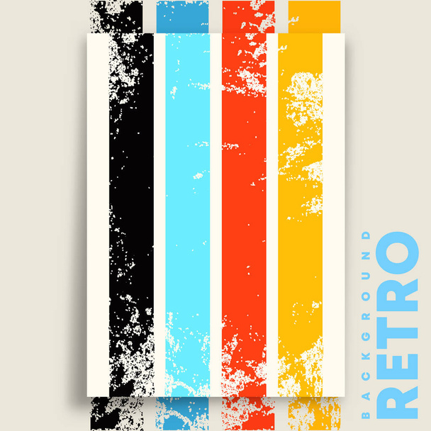 Retro design juliste vintage grunge rakenne ja värikkäitä raitoja. Vektoriesimerkki - Vektori, kuva