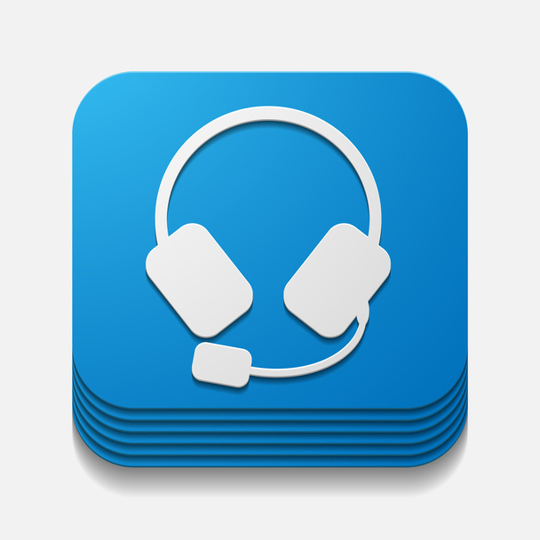 square button: headphones - Vector, Imagen