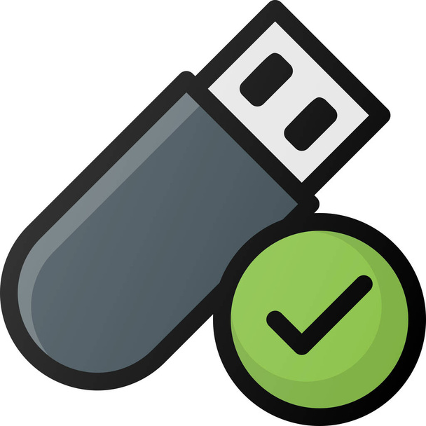 flash drive check icon - Vector, imagen