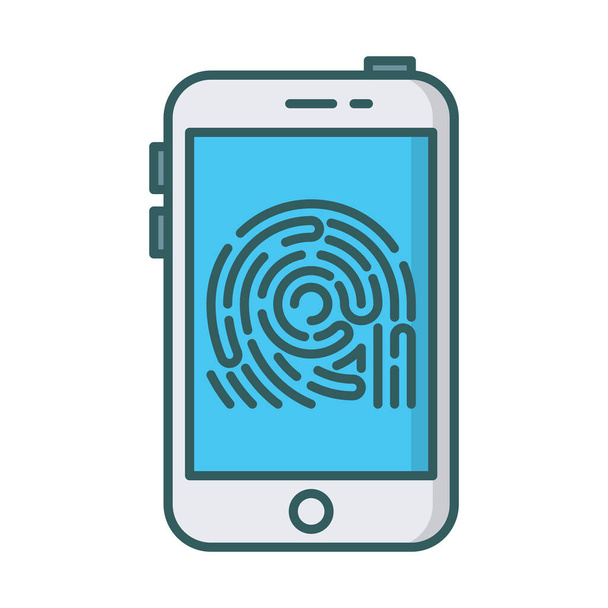finger fingerprint mobile icon in Filled outline style - Vector, Image