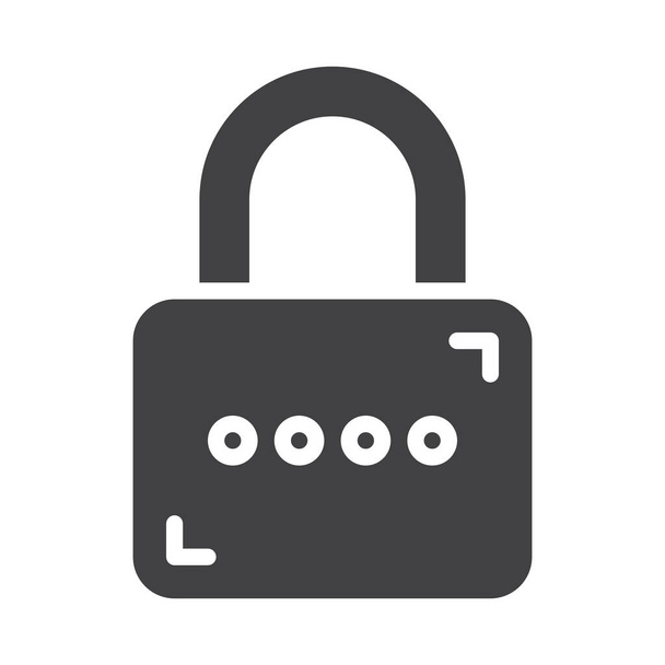 保険&セキュリティカテゴリの南京錠のパスワードアイコンをロック - ベクター画像