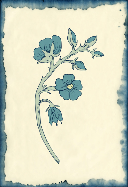 Desenho de flor no fundo manchado
 - Vetor, Imagem