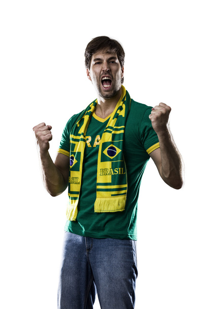 Brazilian Fan Celebrating - Fotoğraf, Görsel