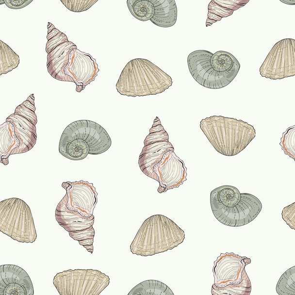 Seashells saumaton kuvio
 - Vektori, kuva
