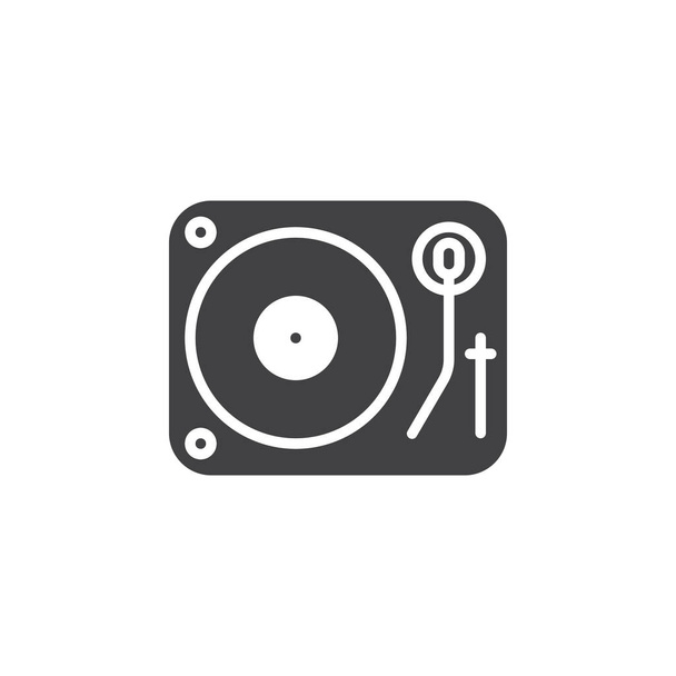 DJ Plattenspieler Vinyl-Ikone im soliden Stil - Vektor, Bild