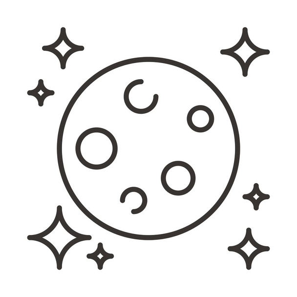 κρατήρας φεγγάρι νύχτα εικονίδιο σε στυλ περίγραμμα - Διάνυσμα, εικόνα