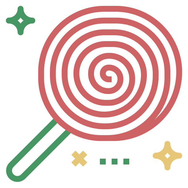 Süßigkeiten Weihnachts-Lollipop-Ikone im Outline-Stil - Vektor, Bild
