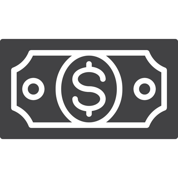 banknote bill cash icon in Solid style - Διάνυσμα, εικόνα
