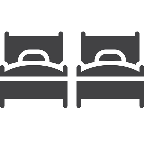 beds hotel room icon in Solid style - Vector, Image