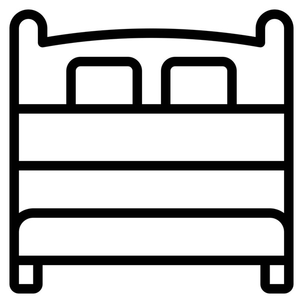 двуспальная кровать иконка в стиле абрис - Вектор,изображение