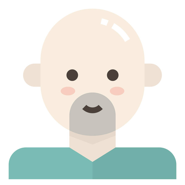 avatar kopasz szakáll ikon lapos stílusban - Vektor, kép
