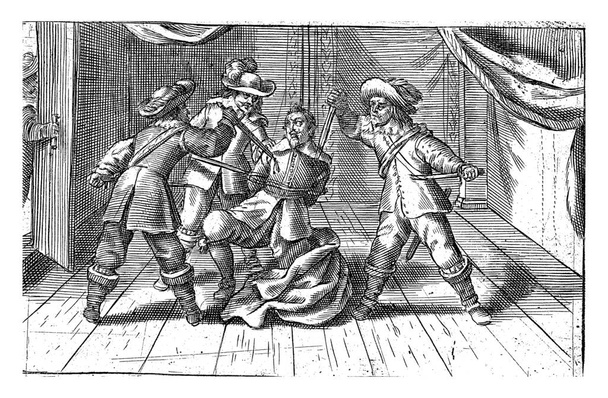 Titelblatt der Broschüre Tragedic History of the murder of Sebastiaen de la Ruelle, mayor of Lüttich, vintage gravur. - Foto, Bild