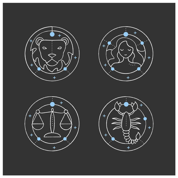 Conjunto de iconos de tiza de zodíaco - Vector, imagen