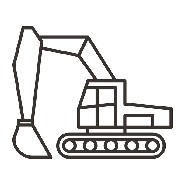 ícone de escavadeira de equipamentos de construção em estilo esboço - Vetor, Imagem