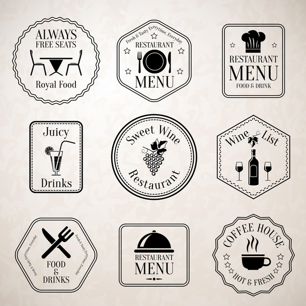 Restaurante rótulos de menu preto
 - Vetor, Imagem